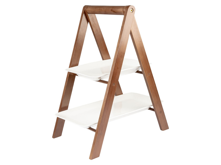 Buchenholz, Etagere, Teller, 2 Porzellan ERNESTO®