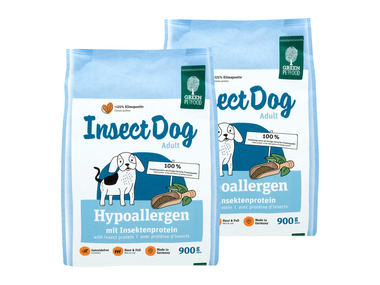 Green Petfood InsectDog Adult Hundetrockennahrung Hypoallergen, 2 x 900 g