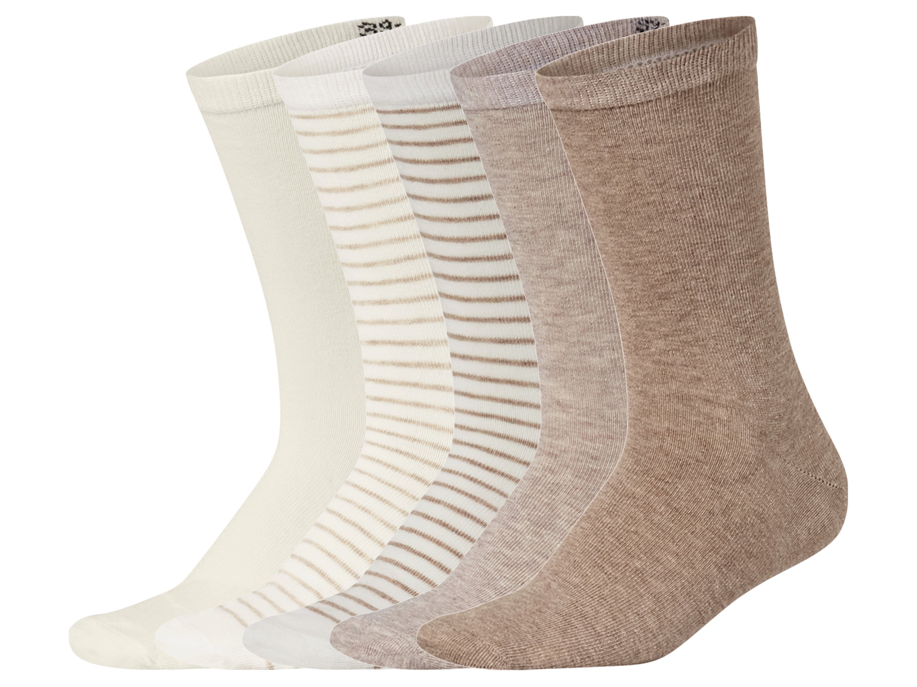 ESMARA® Damen Socken, 5 Stück (creme/Streifen/beige/hellbeige, 39-42)