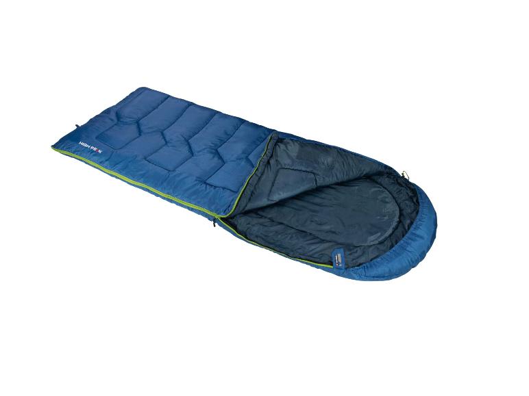 Blauer High Peak Schlafsack zum Campen.