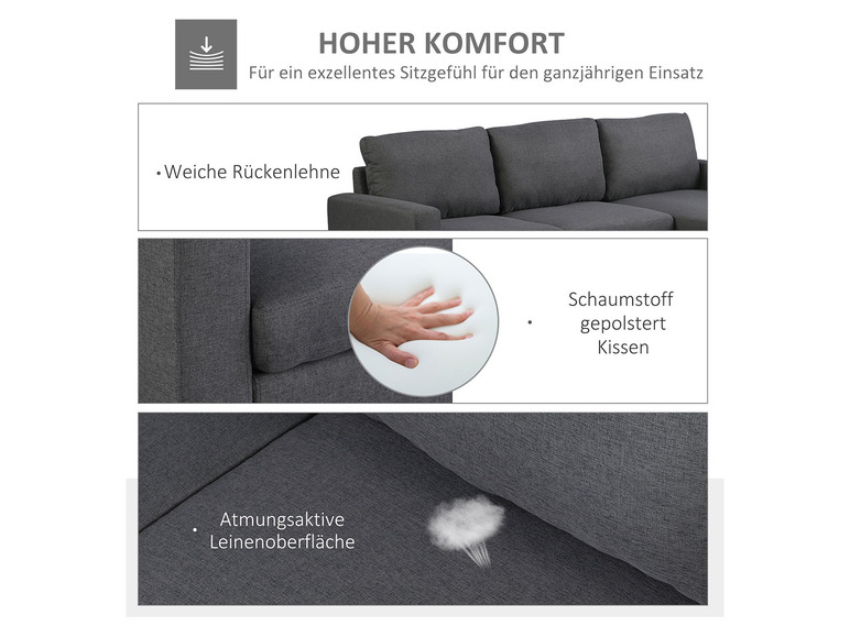 Gehe zu Vollbildansicht: HOMCOM Couchgarnitur in L-Form, grau - Bild 8