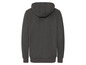 Ein dunkelgrauer Hoodie mit Kapuze.