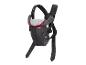 Schwarze Babytrage mit grauen und roten Details