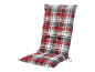 Ein rot-graues kariertes Stuhlkissen.
