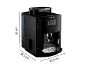 Schwarze automatische Kaffeemaschine mit den Maßen 33 cm (Höhe), 36,5 cm (Tiefe) und 24,5 cm (Breite).