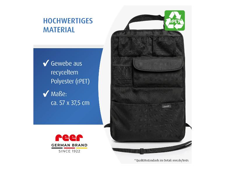 REER TravelKid Tidy Autorücksitz-Organizer aus recyceltem Polyester (rPET), 57 x 37,5 cm.