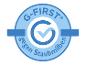 G-FIRST® Logo gegen Staubmilben mit Häkchen-Symbol