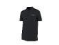 Schwarzes Herren-Poloshirt mit kurzen Ärmeln und kleinem Golddruck.