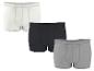 Dreierpack Herren-Baumwollboxershorts in Weiß, Schwarz und Grau.