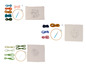 Drei Sticksets mit Blumen- und Pflanzenmotiven, Garn, Nadeln und Stickrahmen.