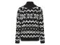 Schwarzer Pullover mit weißem skandinavischem Weihnachtsmuster.