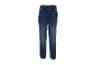 Blaue Jeans-Jogger mit Kordelzug in der Taille und elastischen Bündchen.
