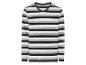 Ein gestreiftes Langarmshirt mit schwarzen und grauen Streifen.