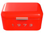 Eine rote Brotbox mit dem Jahr 1973