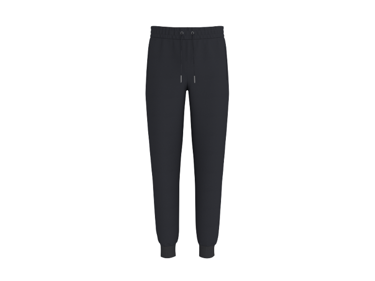 Dunkelgraue Herren-Jogginghose mit elastischem Bund und Kordelzug.
