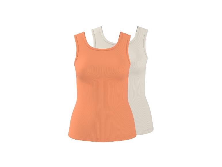 Gerippte Damen-Tanktops in Pfirsich und Beige