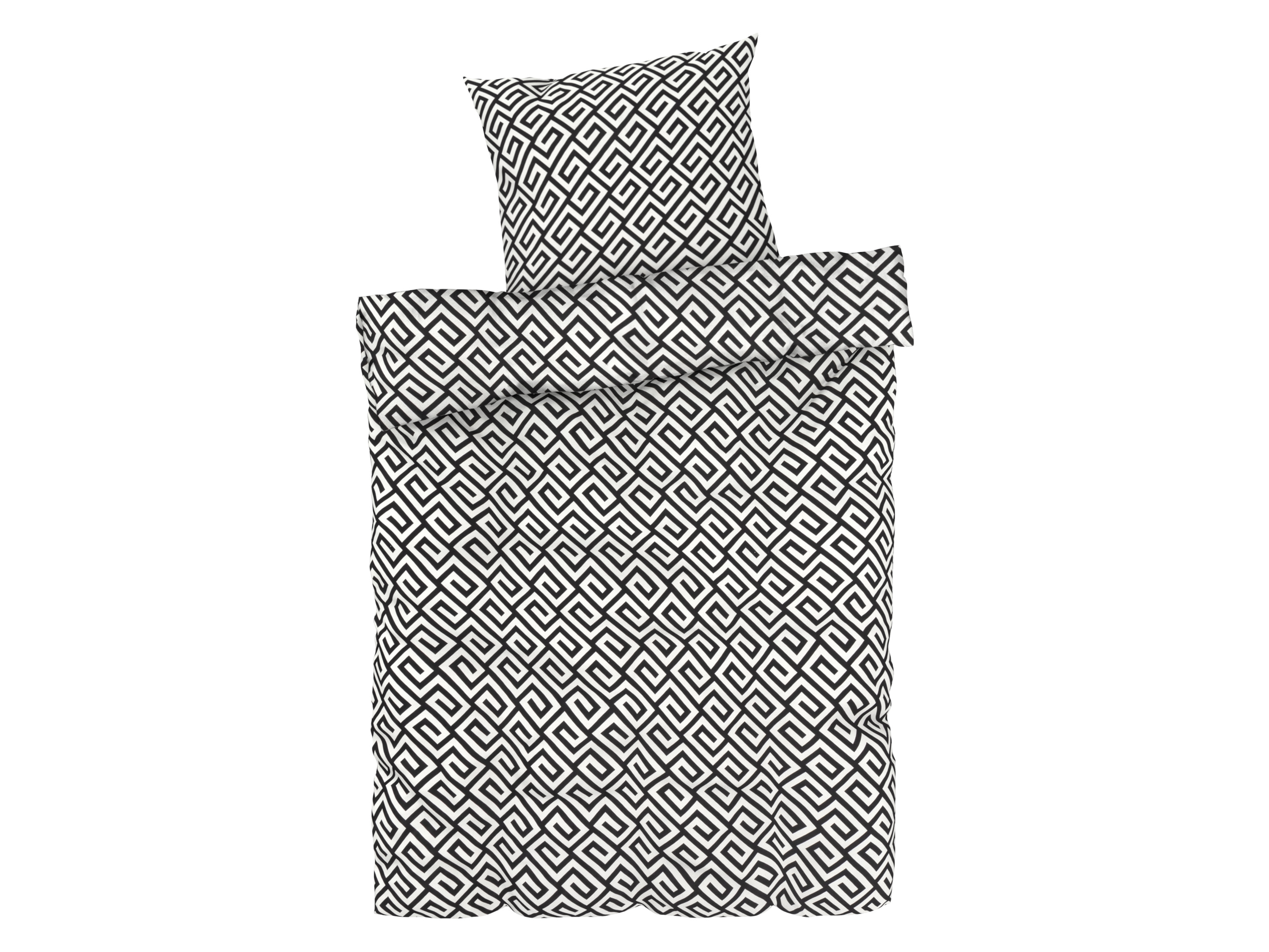 LIVARNO home Bettwäsche Satin, 135 x 200 cm (Achtung: LV OSDE) (Grafik/schwarz/weiß) | 04335815025181