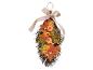 Herbstlicher Tropfen-Schmuck mit Herbstblättern, Kürbissen, Beeren und Jute-Schleife.