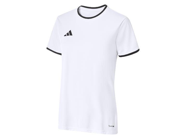 Weißes Kurzarm-Sport-T-Shirt mit schwarzen Details.