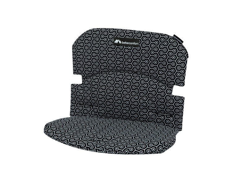 Ein schwarzer Kinderhochstuhlverhöher mit einem sechseckigen Muster von BeSafe.