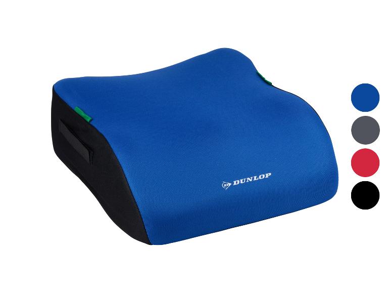 Blaues Lendenkissen mit Griff und Farbpalette: Blau, Grau, Rot, Schwarz.