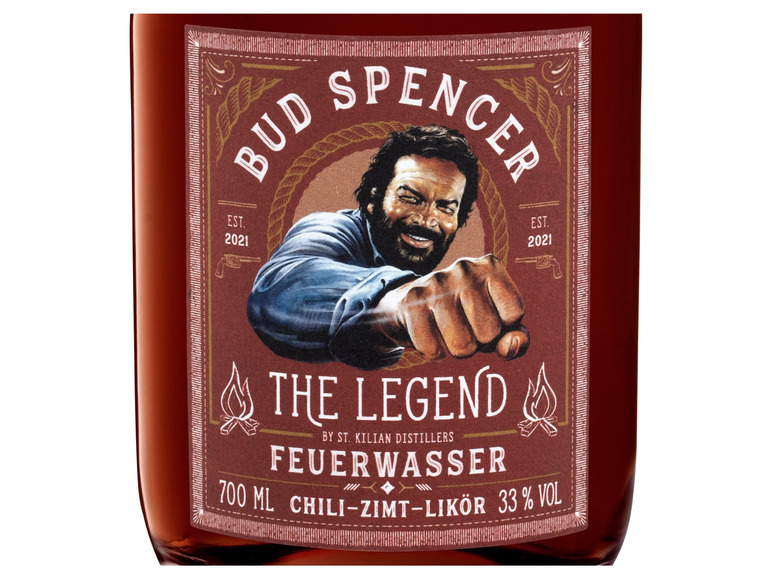 Gehe zu Vollbildansicht: St. Kilian Bud Spencer - The Legend - Feuerwasser (Zimtlikör mit Chili) 33% Vol - Bild 2