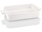 Weiße Auflaufform mit Griffen