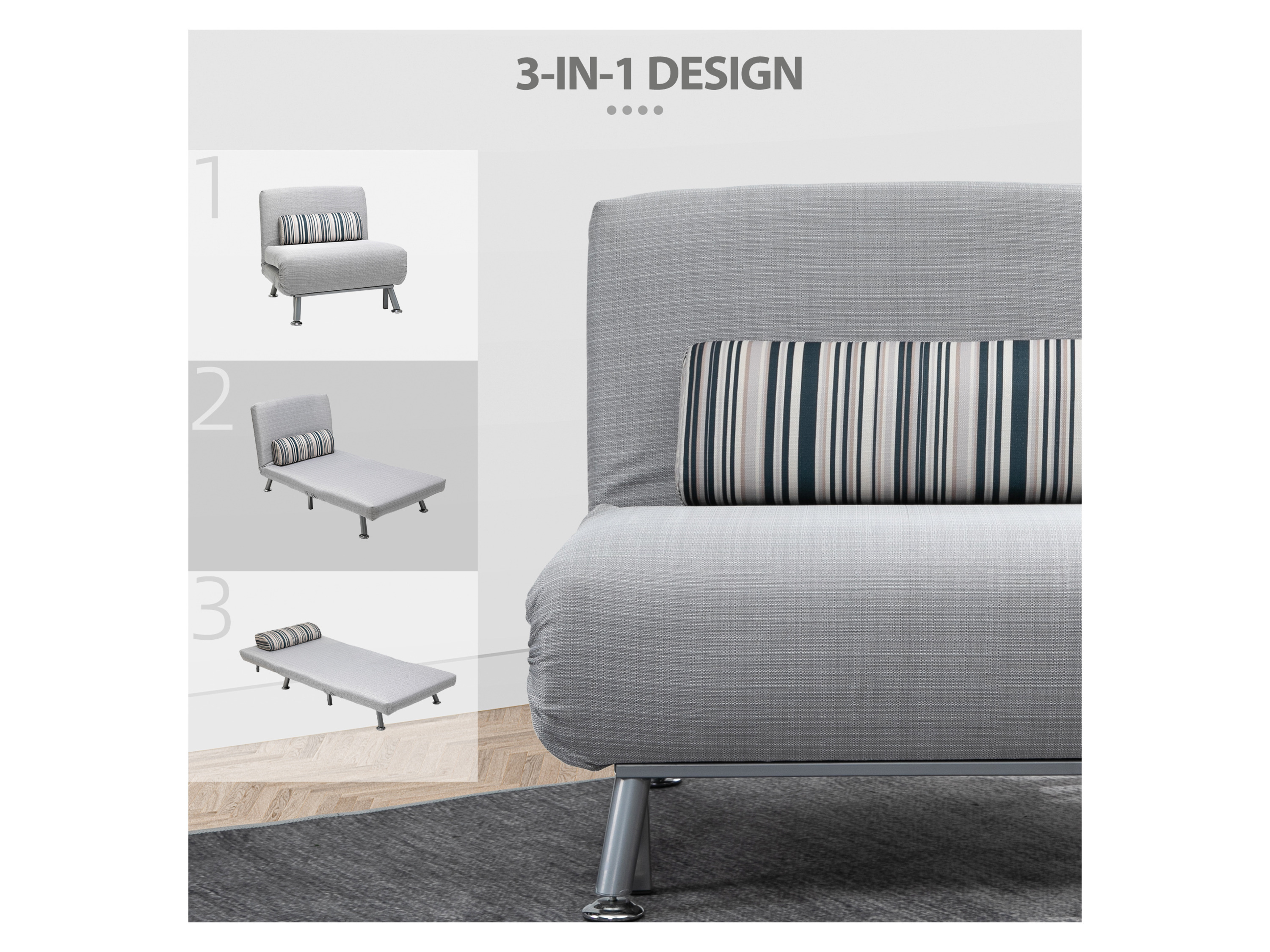 Thumbnail - HOMCOM Schlafsessel (Breite 75 cm, Hellgrau)