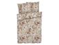 Bettwäsche-Set mit Blumenmuster in Beige- und Burgundertönen.