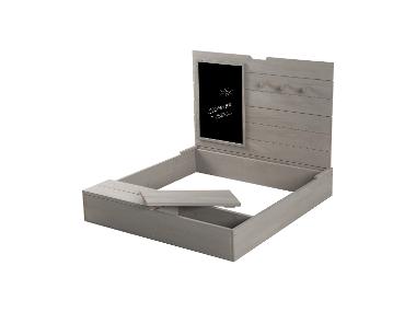 Sandkasten mit Deckel, Tafel und Haken