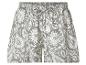 Damen-Shorts mit Blumen- und Paisleymuster in Grau und Weiß.