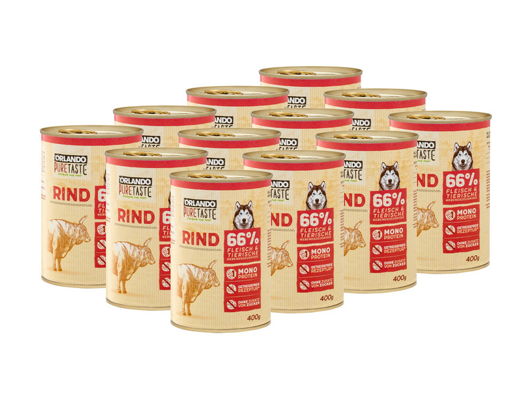 Gehe zu Vollbildansicht: ORLANDO Pure Taste Hundevollnahrung Rind, 12 x 400 g - Bild 1