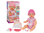 Rosa Puppe mit Zubehör und Verpackung, perfekt für kleine Kinder.