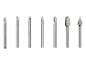 Set aus 8 Metall-Rotationsfräsern, mit verschiedenen Formen und Schnitten.