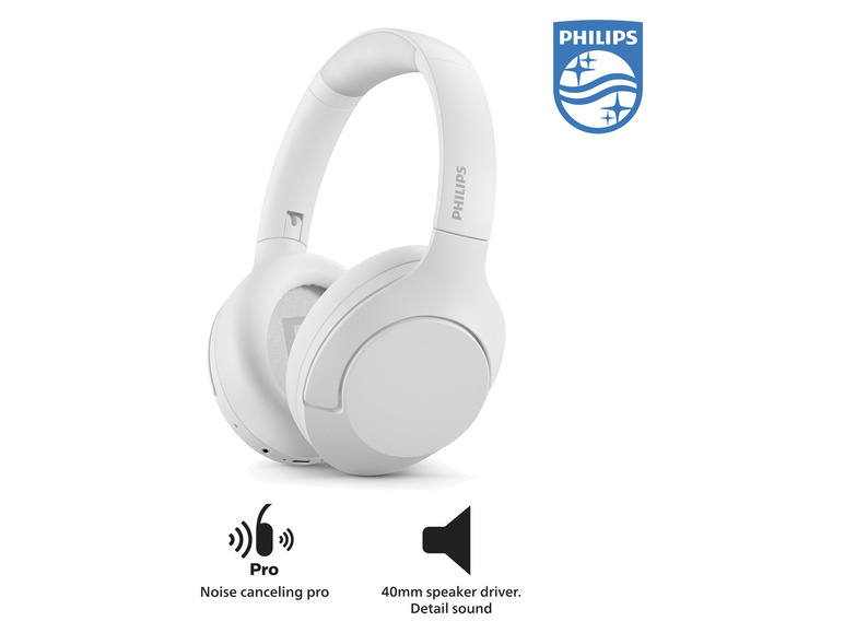Kopfhörer PHILIPS Cancelling mit Over-Ear Headset Bluetooth »TAH8506WT« Noise