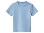 Hellblaues kurzärmeliges Kinder-T-Shirt mit Rundhalsausschnitt.