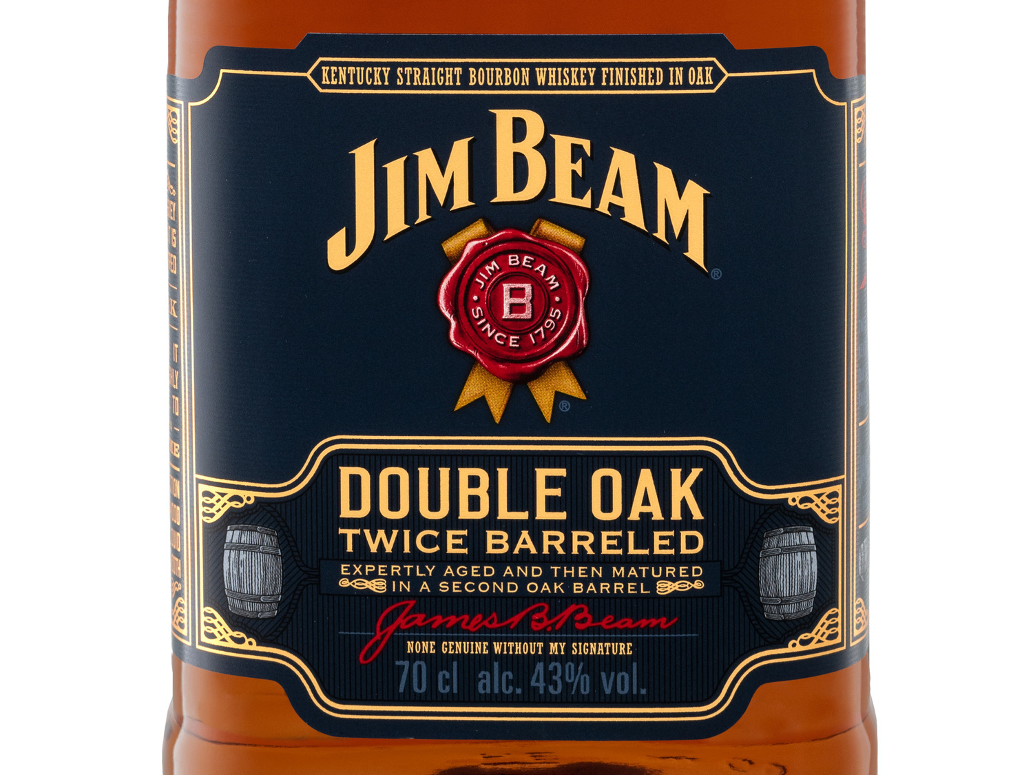 BEAM 43%… Bourbon Whiskey Barreled Double Oak Twice JIM