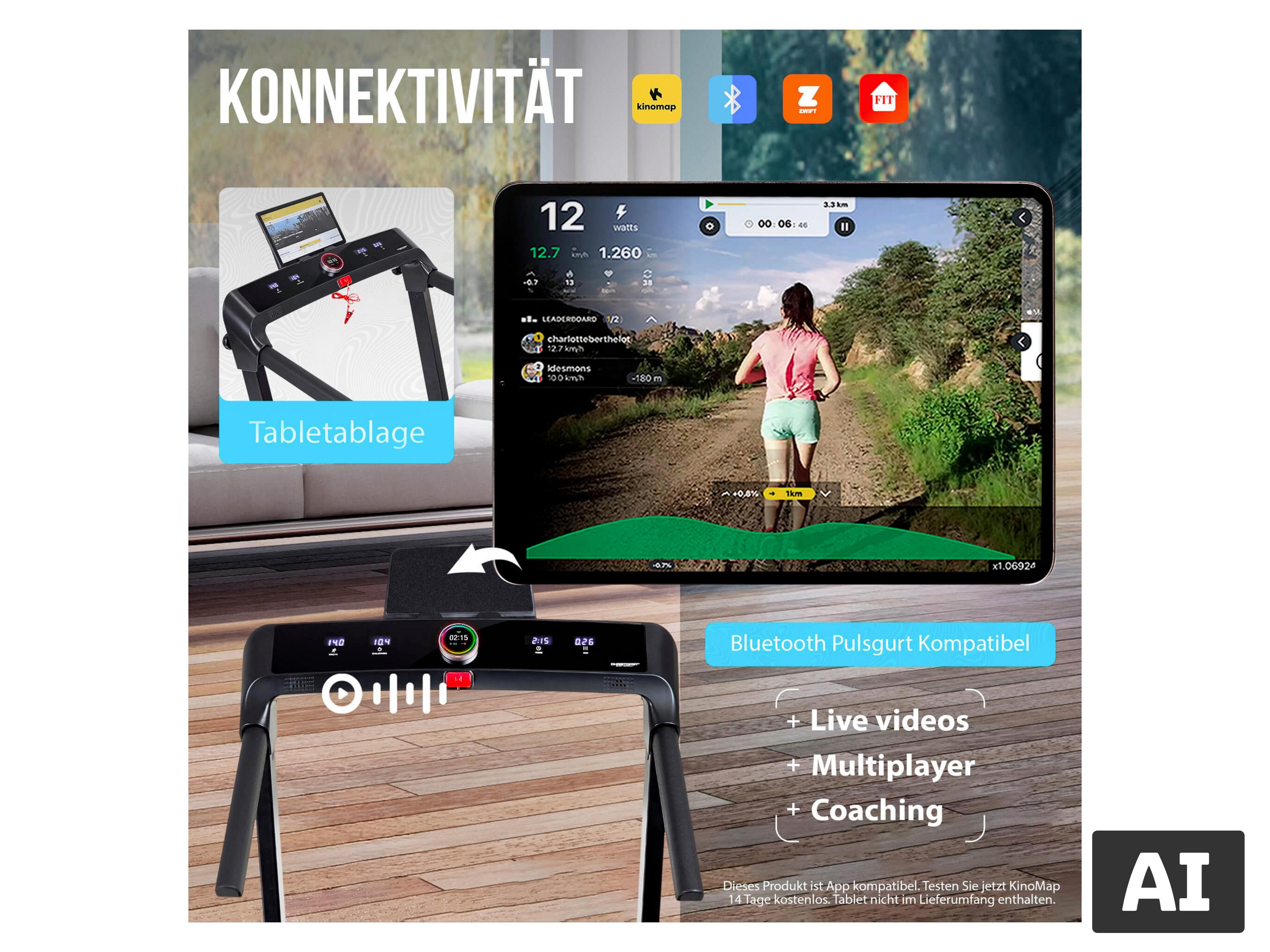 CHRISTOPEIT SPORT Laufband 2 in 1 (Holzoptik) – Bild 4 von 4