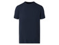 Ein dunkelblaues T-Shirt mit kurzen Ärmeln.