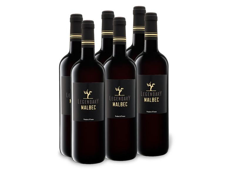 Gehe zu Vollbildansicht: 6 x 0,75-l-Flasche Weinpaket Legendary Malbec Côtes du Lot IGP trocken, Rotwein - Bild 1