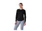 Frau in schwarzem Langarmshirt und grauen Leggings