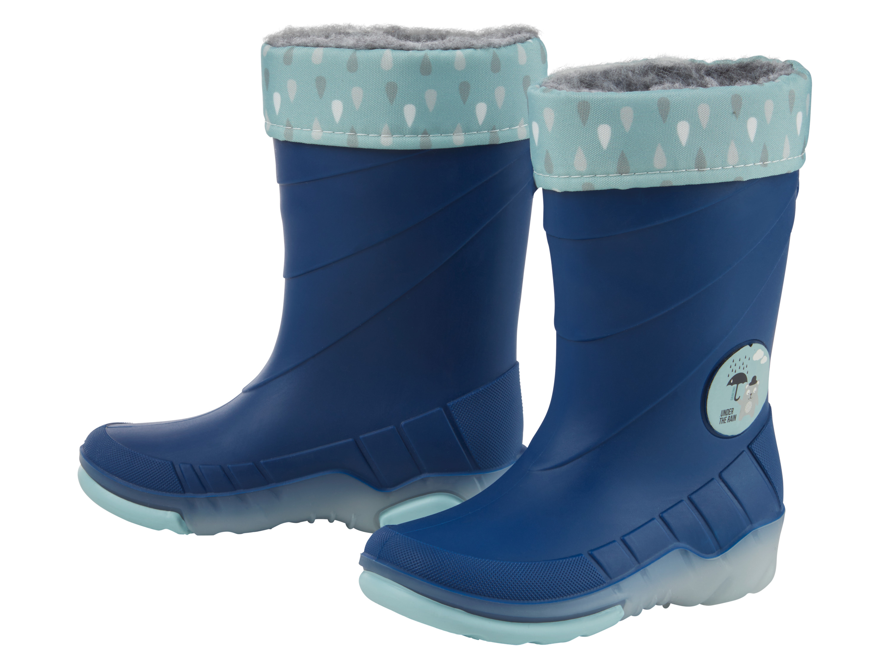 LUPILU® Kleinkinder Regenstiefel mit Licht und Warmfutter (Navy, 24)