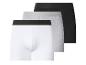 Drei Herren-Boxershorts: weiß, grau und schwarz.