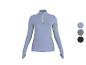 CRIVIT Damen Thermo-Funktionsshirt, hellblau mit gelbem Reißverschluss und Einsätzen.