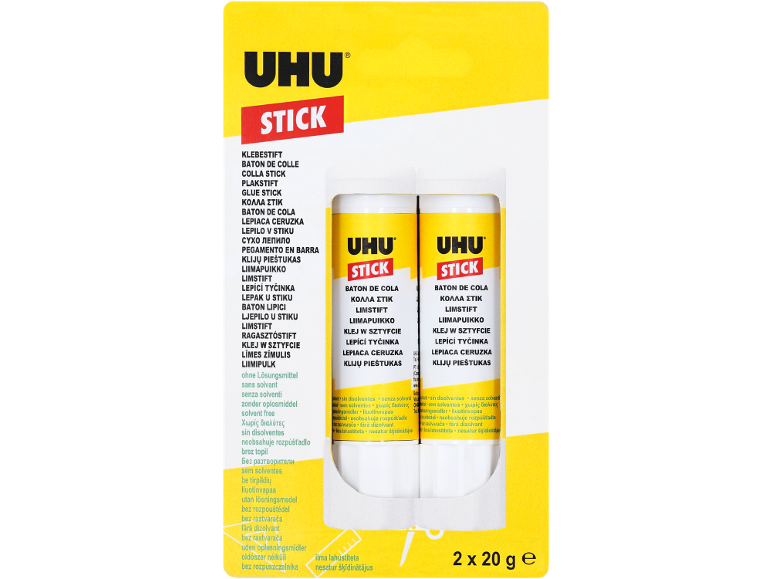 Packung mit zwei lösungsmittelfreien Klebestiften, 2x20g.