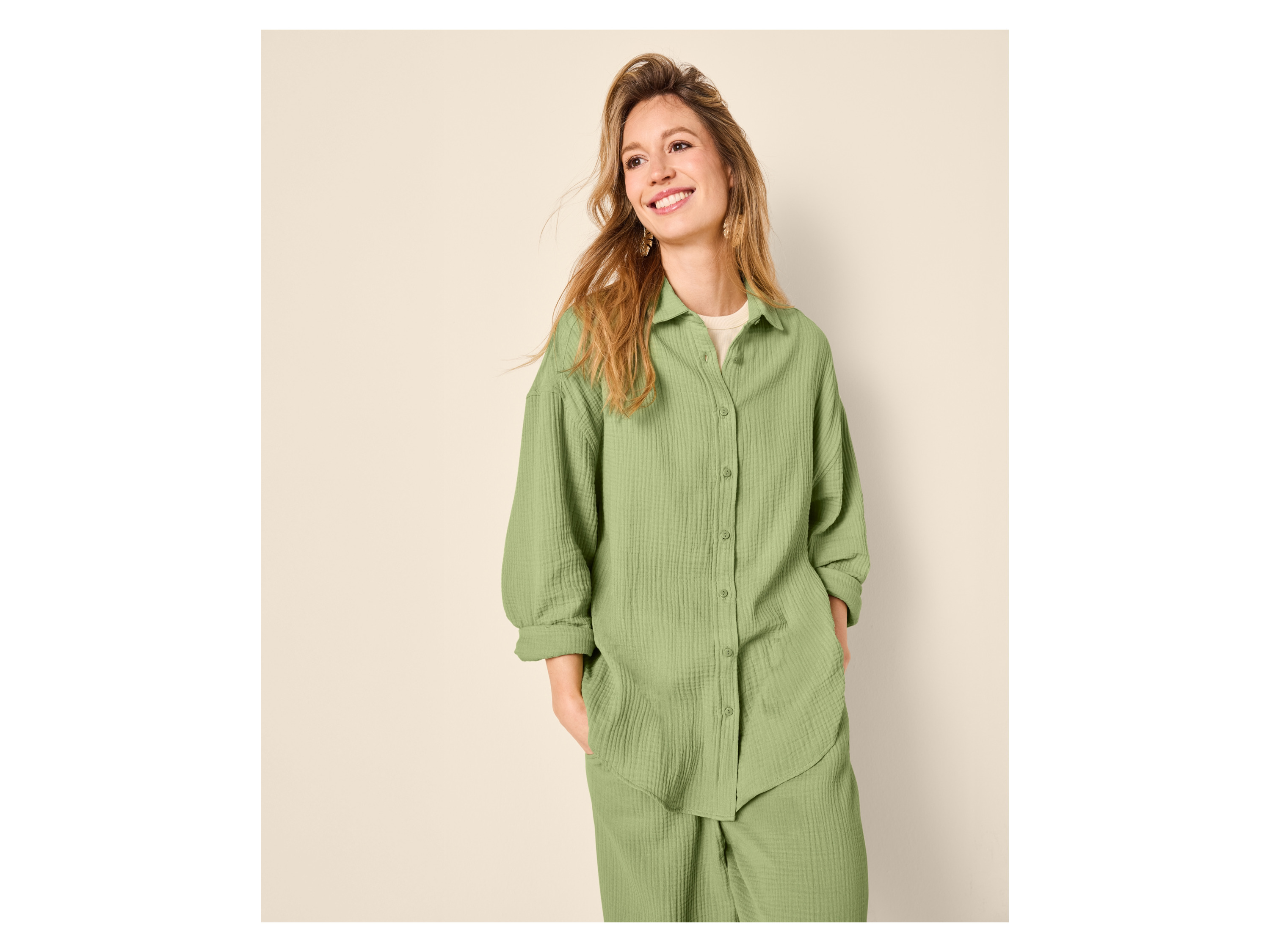ESMARA® Damen Musselin-Bluse (Grün, XS(32/34)) – Bild 2 von 4