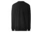 Schwarzes Langarm-Sweatshirt mit geripptem Kragen und Bündchen, Rückansicht.