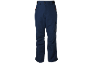 Dunkelblaue Skihose mit Taschen und roten Reißverschlüssen.