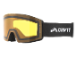 Skibrille mit gelben Gläsern und schwarzem Band, Text 'S1 SPEQ GmbH' an der Seite.