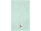Mintfarbenes Handtuch mit gesticktem Zuckerstangenmotiv und roter Schleife.